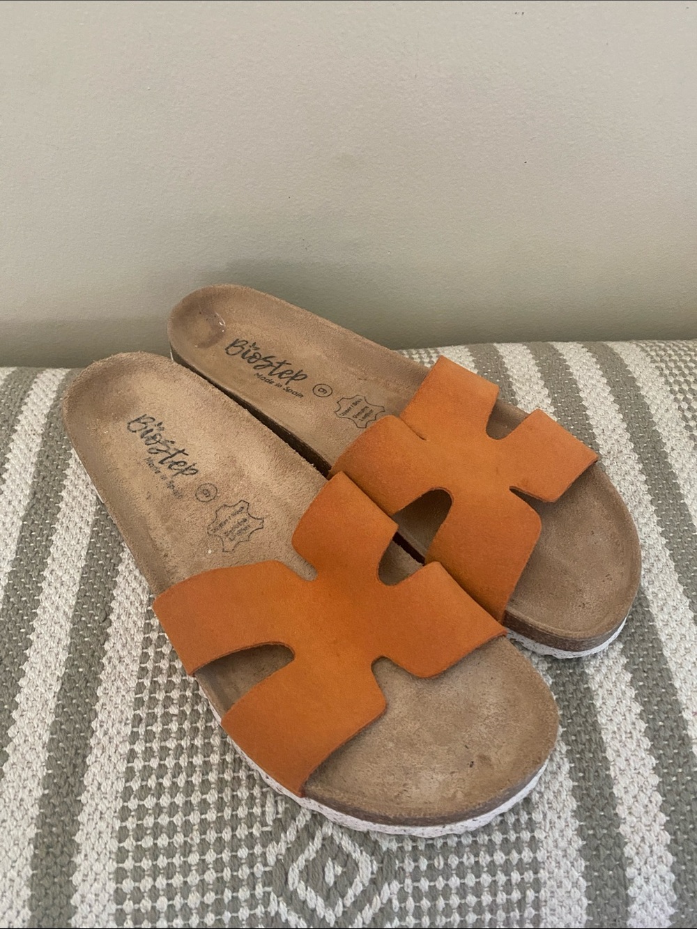 Biostep Orange Slide Sandals Suede Upper size 9